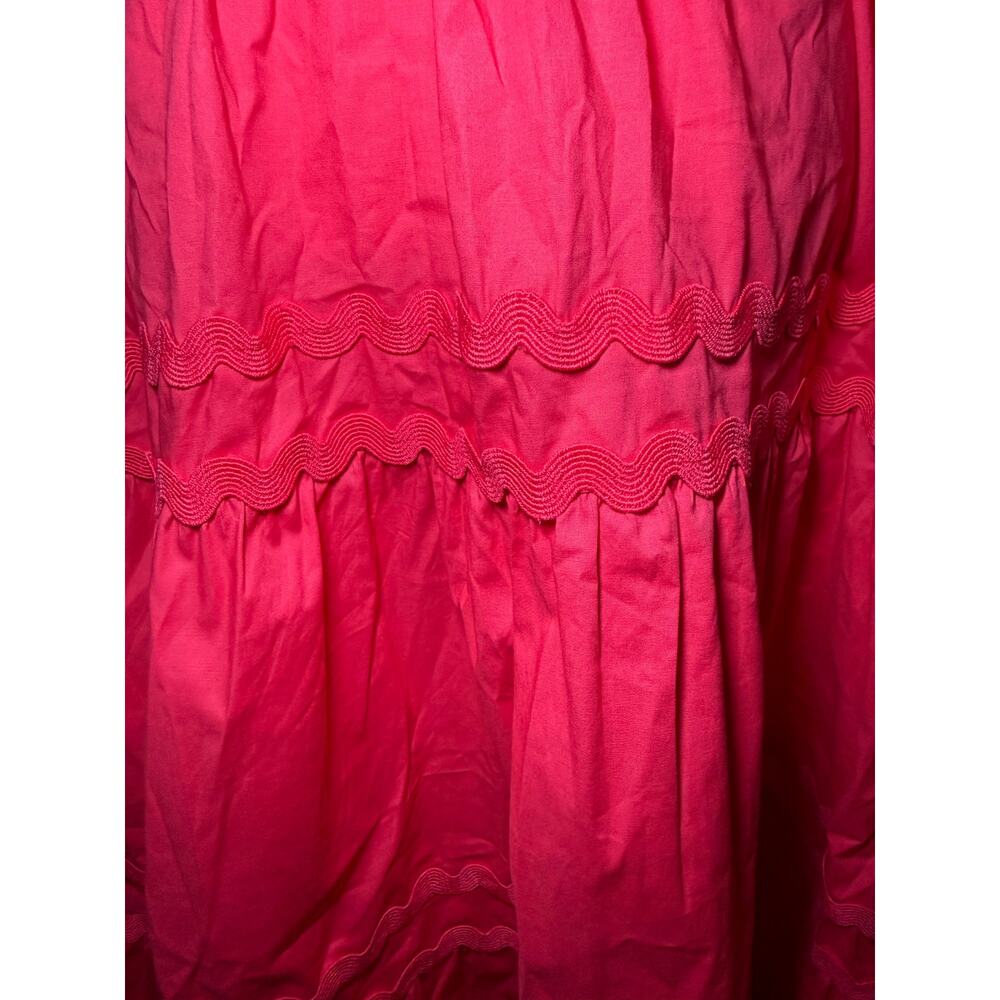 Crown & Ivy Pink Ric Rac Tiered Cotton Midi Dress, Coastal Summer, Size Medium - Picture 11 of 11